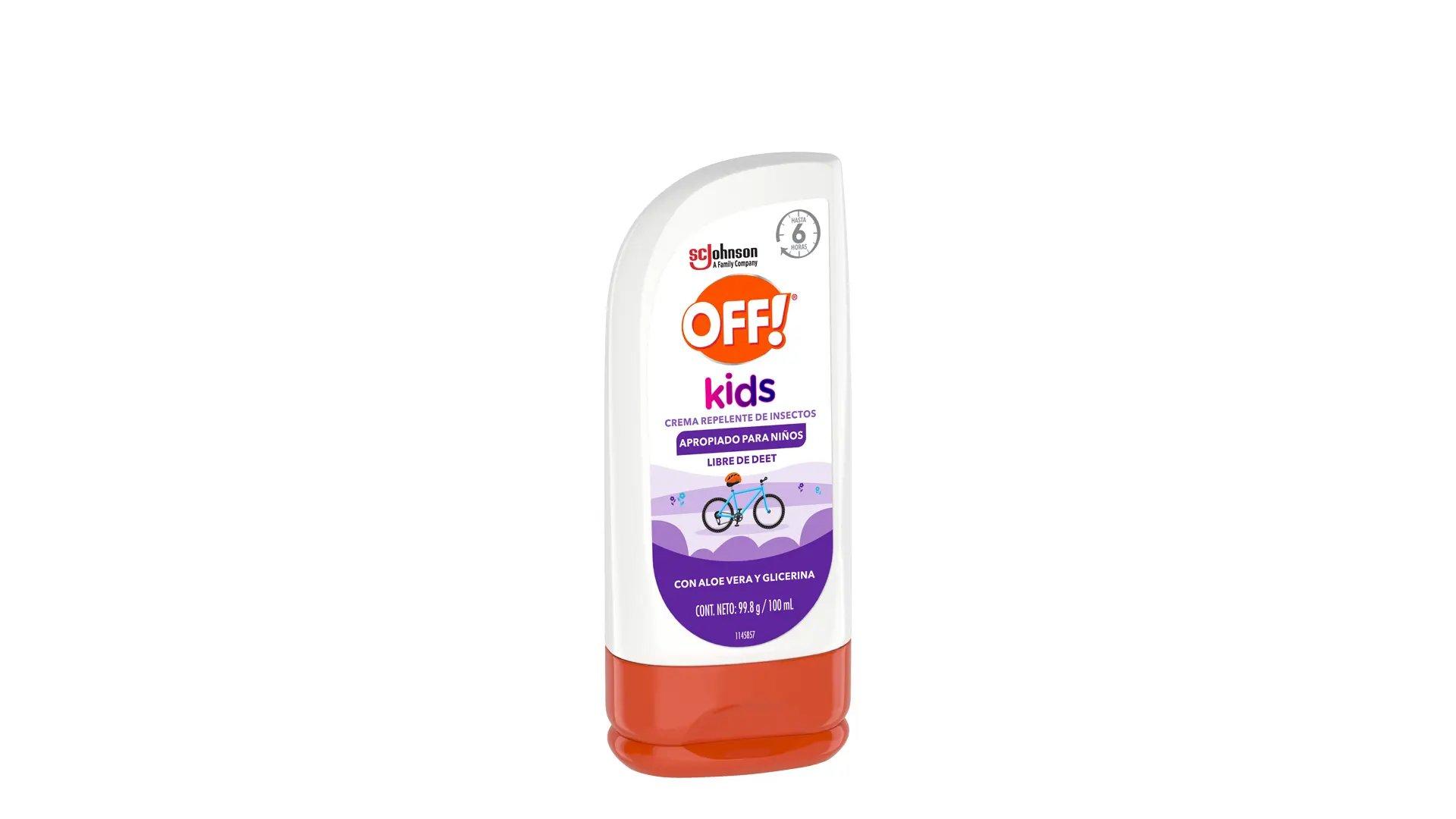 Ángulo lateral de un envase de OFF!® Kids Crema